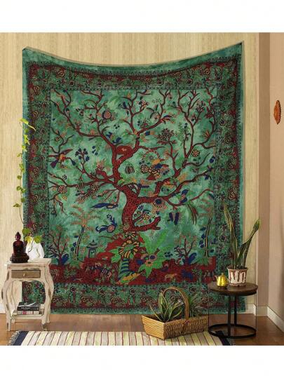 1pc Tree Of Life Pattern Printed Tapestry, Modern Polyester Square Wall Hanging For Room, Living Room, And Bedroom Decor, Flag For Room, Room Decor, Tapestry, Wall Decor, Wall Art, Home Decor, Room Stuffs, Flags For Room, Tapestry Wall Tapestry