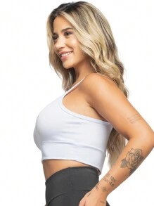 Kit com 2 Cropped Top Alcinha Fina Sem Bojo Fitness Esportivo Academia Feminino