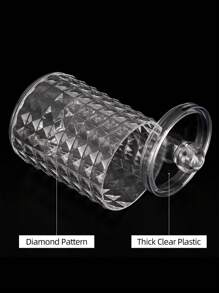 4入組清潔棉花棒、圓形墊片、牙線拾取器托架——浴室收納透明塑料罐套裝，妝臺收納盒