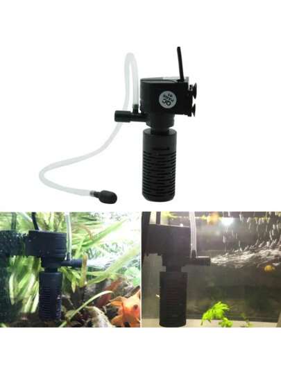 1入組魚缸過濾器水族三合一氣化過濾水泵，迷你氧氣潛水式水淨化器
