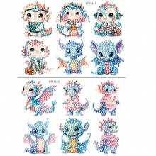 12 piezas de etiquetas adhesivas de pintura de diamante 5D DIY, etiquetas adhesivas de diamantes de panda, kits de pintura digital, adecuados para regalos de Pascua/Halloween/Navidad, decoraciones de pared del hogar, decoraciones de mochila escolar, decoraciones de tazas, aparatos interactivos familiares, Etiqueta engomada del diamante del juego del iniciador - Multicolor - Ver 3