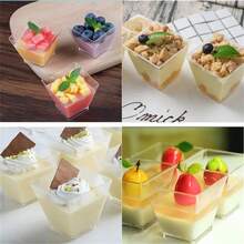 10 st, genomskinliga plastmuggar med sked, 2oz/60 ml, återanvändbar mini dessertkopp, festtillbehör, koppar plastnedbrytbar resa - Multifärgad - Visa 4