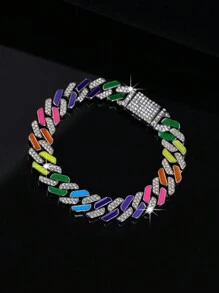 CVNANA 1pc Ice Crystal Miami Colorful Necklace Bracelet Sparkling Rhinestone Chain Men Women Chain Necklace Hip Hop Jewelry Gift - 5319 - View 10