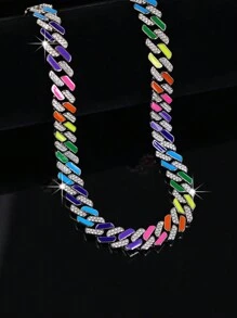CVNANA 1pc Ice Crystal Miami Colorful Necklace Bracelet Sparkling Rhinestone Chain Men Women Chain Necklace Hip Hop Jewelry Gift - 5319 - View 4