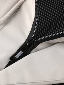 LEDUNTINO Men's Fashion Zip-Up Casual Outdoor Jacket, Sports, Solid Gray, Slogan, Boyfriend Gift, Men's Spring Autumn Thin Windbreaker Jacket Coat With Detachable Hood, Splice, Letter Print, Winter/Fall Tops - White - View 5