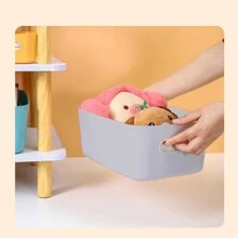 6-Pack Grey Plastic Storage Boxes, Kitchen Cupboard Organiser, Small Bathroom Storage Baskets With Handles, Cupboard Storage Organiser For Office - Grey - View 2