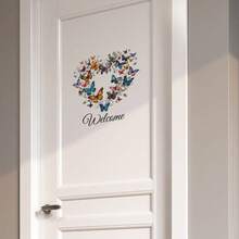 1pc Fresh And Simple Butterfly WELCOME Door / Bedroom / Foyer Home Decor Wall Sticker - Multicolor - View 4