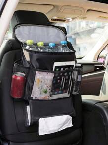 1pc-Black Car Seat Back Storage Bag With Thermal Insulation And Cold Insulation - Rear Seat Storage Bag - Multi-Pocket Travel Storage Bag, Storage Bag For Storing Items When Traveling, Multi-Functional Storage Bag, Suitable For Driving And Traveling By Car, Can Be Stored At Home And In The Bedroom, Convenient Store Things And Save Space