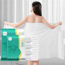 Serviettes de bain jetables pliables, emballage individuel portable, serviettes de bain extra épaisses, hautement absorbantes, douces et respectueuses de la peau, adaptées aux voyages d'affaires, aux voyages, au camping, aux activités de plein air, aux vacances à la plage et autres endroits.