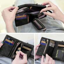 Cartera De Pu De Pequeña Plegable Con Ranura Tarjeta - Negro - Ver 5