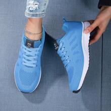 Tênis Esportivo Casual com Cadarço Feminino, Tênis de Corrida Leve, Tênis Respirável - Azul - Visão 1