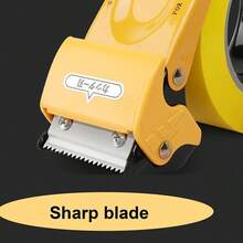 One Handheld Metal Tape Cutter, 6CM/2.25inch Width, Thickened, Transparent, Iron Fastening Tool For Express Delivery, Adhesive Tape Machine With Automatic Sealing And Cutting Functions, Manual Packing Sealer - Yellow - View 3