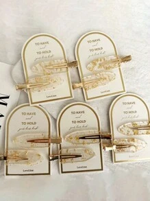 DIYPLUS 2pcs/4pcs Set Glittery Gold Bridal Hair Clips, Perfect Engagement/Wedding Gift, Includes Card Paper (Gold Color) Claw Clips Hair Claws Hair Barrettes