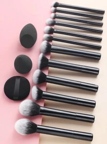 12支多功能超柔软化妆刷套装 + 斜角水滴形美妆蛋 + 1个圆形/水滴形粉扑，快速化妆工具，化妆刷套装，化妆刷套装，化妆刷套装，全套化妆工具，化妆刷套装，全套化妆工具，化妆刷套装，化妆刷套装，化妆礼品套装，赠品，专业化妆刷，全套化妆工具 - 黑色 - 查看 4