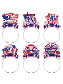 6pcs Unisex Creative July 4th Cardboard Headbands For Festival Party Celebration - Multicolor - View 1