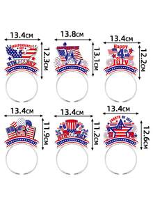 6pcs Unisex Creative July 4th Cardboard Headbands For Festival Party Celebration - Multicolor - View 6