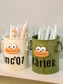 1 個古怪鐵製桌面收納筆架,大容量創意裝飾品收納盒,帶手柄,多功能文具收納籃 - 粉色 - 查看 3