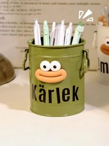 1 個古怪鐵製桌面收納筆架,大容量創意裝飾品收納盒,帶手柄,多功能文具收納籃 - 粉色 - 查看 7