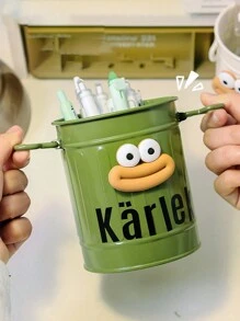 1 個古怪鐵製桌面收納筆架,大容量創意裝飾品收納盒,帶手柄,多功能文具收納籃 - 粉色 - 查看 5