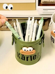 1 個古怪鐵製桌面收納筆架,大容量創意裝飾品收納盒,帶手柄,多功能文具收納籃 - 粉色 - 查看 4