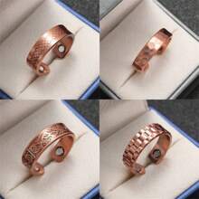 Unisex Copper Vintage Adjustable Open-Ended Ring, Multiple Styles Available - Bronze - View 1