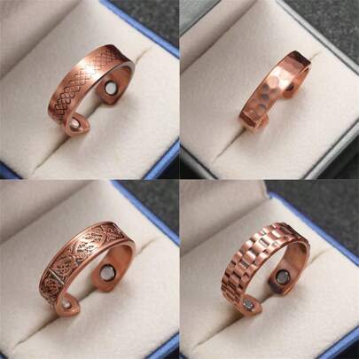 Unisex Copper Vintage Adjustable Open-Ended Ring, Multiple Styles Available
