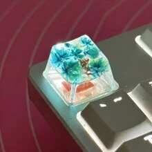 1pc Multi-Color Translucent Star & Flower Pattern ABS Resin Key Cap Compatible With Cross Axis Mechanical Keyboard (OEM R4 Height) - Multicolor - View 18