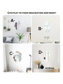 1pc Asymmetrical Shaped Mirror Decorative Wall Sticker, 2mm Thick Acrylic Mirror Sticker, Suitable For Bedroom, Living Room, Bathroom, And Kitchen.Toilet Sticker, Stickers, Wall Decal, Vinly Decal For Home Decorations, Spring Decoration Items Refresh Your Home, Rama Decoration Stickers