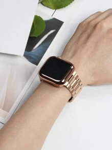 2pcs Fashionable Women's Watch Band + Watch Case Rose Gold Metal Stainless Steel Band And TPU Soft Screen Protector Full Protection Watch Protector Suitable For Watch Ultra 2 1 SE S9/8/7/6/5/4/3/2/1 Series Men Women Party Business Gift SmartWatch 38/40/41mm 42/44/45/49mm Smartwatch Accessories, New Arrival Summer 2025 - Rose Gold - View 8