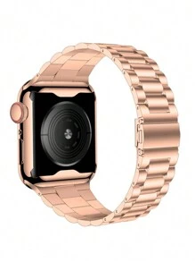 2pcs Fashionable Women's Watch Band + Watch Case Rose Gold Metal Stainless Steel Band And TPU Soft Screen Protector Full Protection Watch Protector Suitable For Watch Ultra 2 1 SE S9/8/7/6/5/4/3/2/1 Series Men Women Party Business Gift SmartWatch 38/40/41mm 42/44/45/49mm Smartwatch Accessories, New Arrival Summer 2025 - Rose Gold - View 5