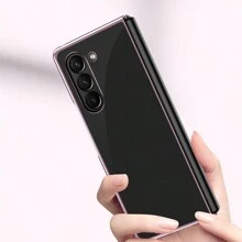 حافظة شفافة مطلية بالذهب الوردي قابلة للطي، جراب خلفي شفاف وصلب مقاوم للخدش وللصدمات مناسبة ل جالكسي زد فولد 5/زد فولد 4/زد فولد 3/ زد فليب 5/زد فليب 4/زد فليب 3 - زهر ذهبي - مشاهدة 10