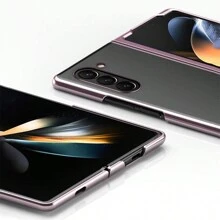 حافظة شفافة مطلية بالذهب الوردي قابلة للطي، جراب خلفي شفاف وصلب مقاوم للخدش وللصدمات مناسبة ل جالكسي زد فولد 5/زد فولد 4/زد فولد 3/ زد فليب 5/زد فليب 4/زد فليب 3 - زهر ذهبي - مشاهدة 5
