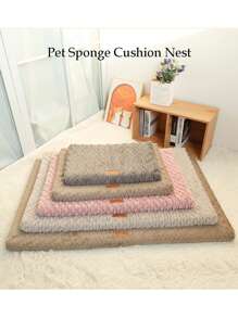 1pc Pet Cozy Nest Bed, Warm Plush Pad For Dogs & Cats, Removable & Washable, Suitable For All Seasons, For Large Dogs - Grey - View 2