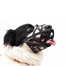 1入組犬用口罩，具反光條狗嘴套，可調節防吠叫幼犬口套，大中型犬適用的柔軟透氣籠狀口罩 - 黑色 - 查看 2