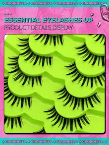 GROINNEYA Manga Lashes 5 Cặp Faux Mink Lashes Full Strip Lông mi Công cụ trang điểm mở rộng lông mi thực tế tự nhiên có cánh mềm (LY13) - màu đen - Xem 3