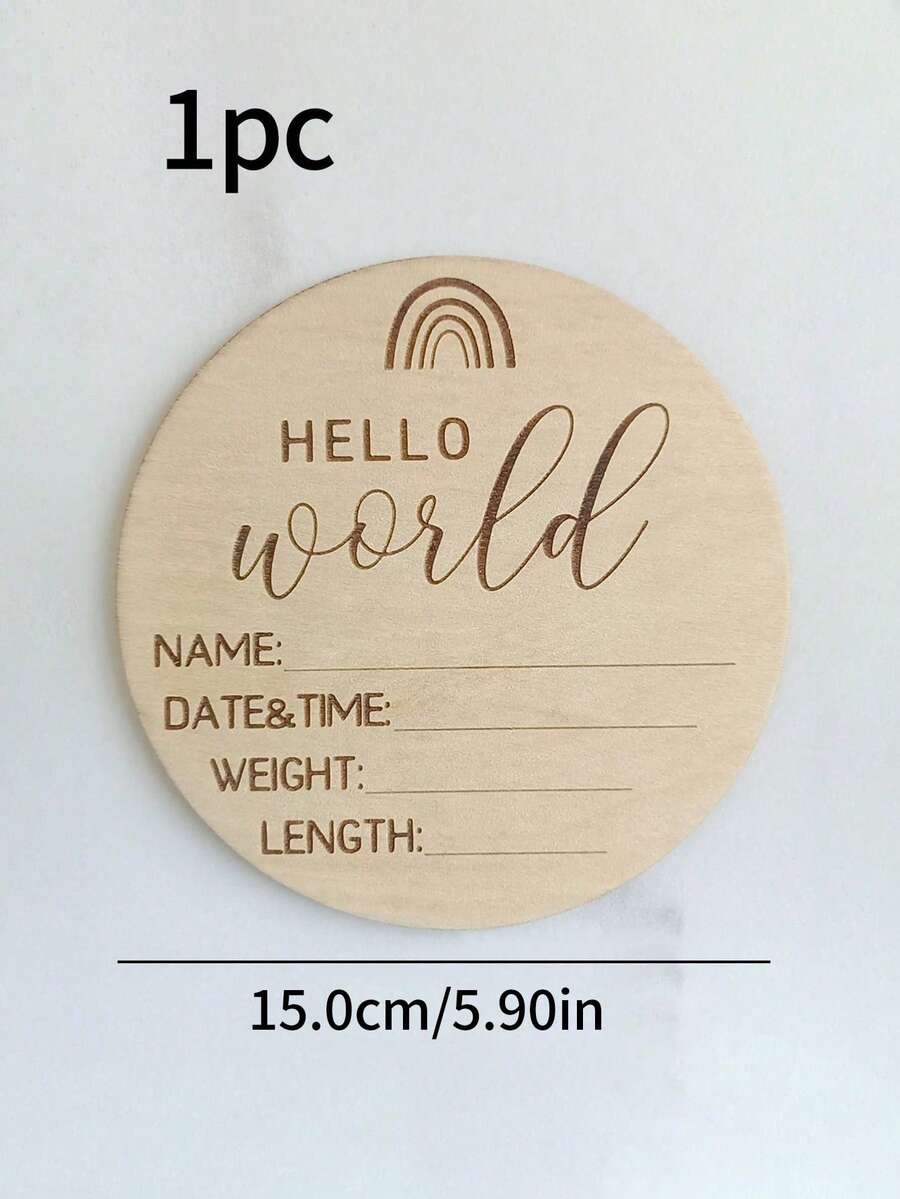 1pc Wooden Baby Milestone Disc, Newborn Monthly Keepsake Photo Prop For