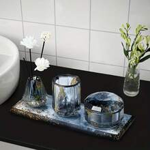 1/4 件 DIY 树脂浴室收纳模具套件 - 具有现代不对称形状的定制梳妆台配件 - 白色 - 查看 6