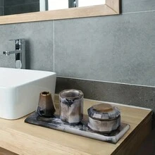 1/4 件 DIY 树脂浴室收纳模具套件 - 具有现代不对称形状的定制梳妆台配件 - 白色 - 查看 7