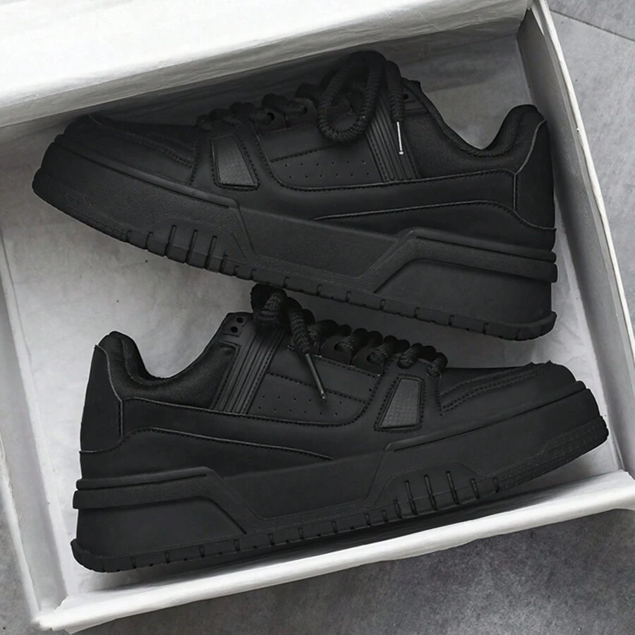 Men Shoes Spring/Autumn Non-Mainstream Design Versatile Casual Black Sneakers Youth Sports Thick-Soled Height-Increasing Loafers