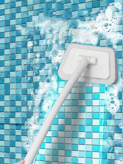 1pc, Long Handled Bathtub And Tile Cleaning Brush With Sponge Replacement(One Size Fits All Is One Cleaning Brush+Three Sponges) Home Bathroom Decor Fall Decor Back To School