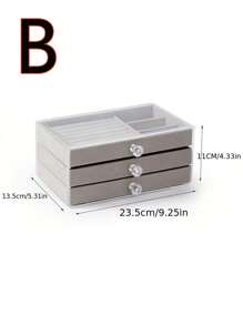 1 Acrylic Velvet Three-Layer Drawer Jewelry Box, C/D/E Jewelry Tray, Acrylic Jewelry Storage Box, Three-Layer Velvet Lined Display Cabinet, Stackable Storage, With Crystal Knob, Jewelry Box, Antioxidant Large Capacity, High-End Exquisite Earrings, Earrings, Necklace, Jewelry Storage Box, Jewelry Display Box, Acrylic Cosmetics Box