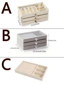 1 Acrylic Velvet Three-Layer Drawer Jewelry Box, C/D/E Jewelry Tray, Acrylic Jewelry Storage Box, Three-Layer Velvet Lined Display Cabinet, Stackable Storage, With Crystal Knob, Jewelry Box, Antioxidant Large Capacity, High-End Exquisite Earrings, Earrings, Necklace, Jewelry Storage Box, Jewelry Display Box, Acrylic Cosmetics Box