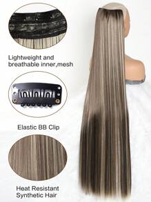 Black Mixed Color Extra Long Straight Hair 5 Clips Hair Extensions Ponytail Extension For Ladies Girls 20 Inches To 40 Inches Clip In Extensions Hairpieces For Women Suitable For Various Occasions Including Music Festivals, Parties, Cosplay, Holidays And All Seasons