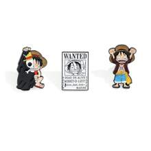 ONE PIECE Juego de 3 piezas de broches de personajes de dibujos animados de la serie ONE PIECE, pasadores de solapa esmaltados elegantes como accesorios de joyería para mochila, camisa y regalo