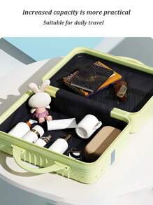 Portable Mini Makeup Case, Small Luggage, Carry-On Box For Travel Essentials - Yellow - View 1