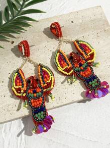 Hawaiian Beach Ocean Style Earrings Handmade Beaded Drop Earrings Shell Starfish Lobster Conch Women Earrings Mom Gift Christmas Thanksgiving Halloween Wedding Rave/Prom/Party/Daily/Beach Accessories Gift For Anniversary Valentine's Day Boho Jewelry Birthday Bridesmaid Gifts