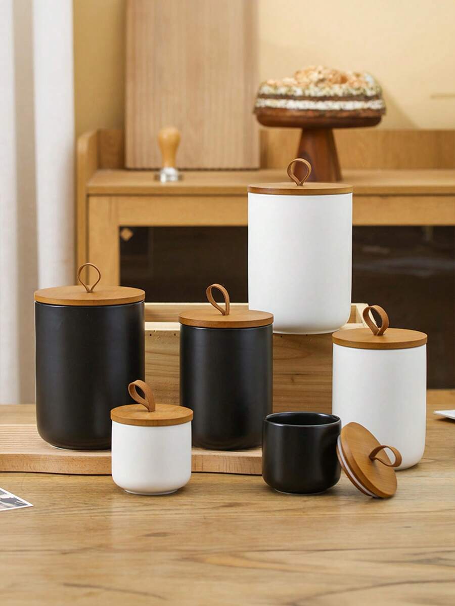 1 件陶瓷咖啡罐，适用于厨房，家用食品储存罐，厨房装饰，可用于谷物、大米、盐、香料，适合户外野餐、派对、礼物、生日