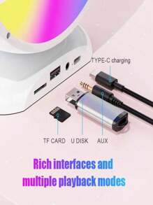 Bluetooth Kareoke Music Player KTV Sound System Atmosphere Colorful Lights 2 Wireless Microphones Speaker Home Outdoor Karaoke - White - View 6