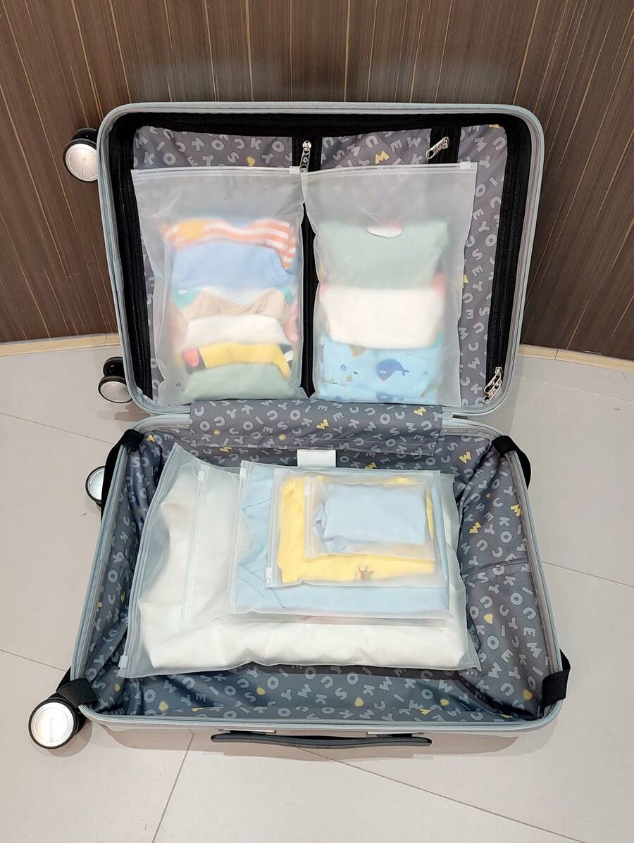 10个/6个可选婴儿旅行衣物收纳袋、行李整理收纳袋、内衣袋、孕妇住院包、密封袋，不含内装物品 - 彩色 - 查看 1