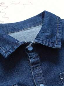 1 pièce Grenouillère en denim simple pour bébé garçons et filles, printemps et automne